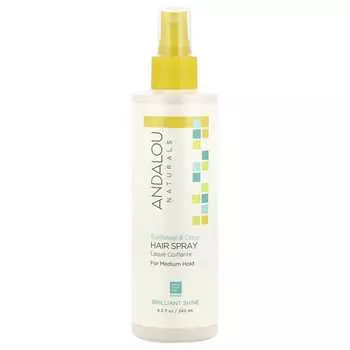 Andalou Naturals, Лак для волос, Осветляющий, Подсолнечник и Цитрус, Средняя фиксация, 8,2 жидких унций (242 мл)