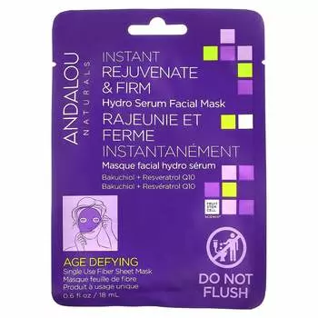 Andalou Naturals, Мгновенное омоложение и укрепление, увлажняющая сыворотка для лица, 1 клеточная салфетка, 0,6 жидких унций (18 мл)
