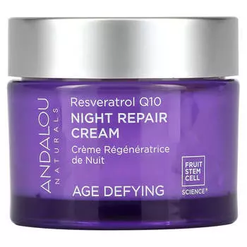 Andalou Naturals, Ночной восстанавливающий крем, ресвератрол Q10, Ageless, 1,7 жидких унций (50 мл)