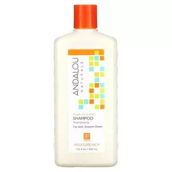Andalou Naturals, Шампунь, увлажняющий, мягкий, гладкий и блестящий, волосы, аргановое масло и масло ши, 11,5 жидких унций (340 мл)