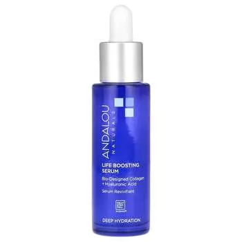Andalou Naturals, Сыворотка для повышения жизненной силы, био-разработанный коллаген + гиалуроновая кислота, 1 жидкая унция (30 мл)