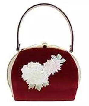 Ando Handbag with Peony and Chrysanthemum with Suitable for Entrance and Burgundy JBC-7 Women s Embroidery, Handles, Weddings, Graduations,