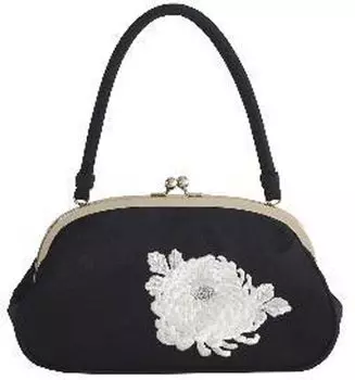 Ando Tachibana Chrysanthemum Embroidered Bag Navy Green SBA-1 Women s