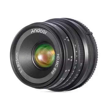 Andoer 25 мм F1.8 APS-C объектив с ручной фокусировкой и широкой диафрагмой, замена для Sony чёрный