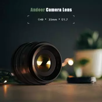 Andoer 35mm F1.7 APS-C объектив с ручной фокусировкой и большой апертурой, фиксированный объектив для замены чёрный