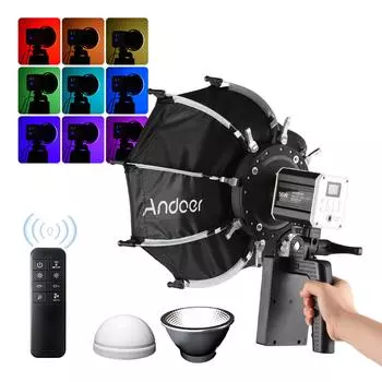 Andoer 55W портативный RGB видеосвет COB фотосвет 2800K-6800K с регулировкой яркости и 9 эффектами FX UK
