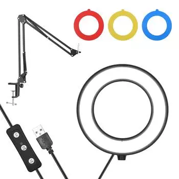 Andoer 6-дюймовый комплект светодиодного кольца, включая 1 * 5600K USB-кольцевой свет + 1 * Настольный металлический свет 1 Light Kit