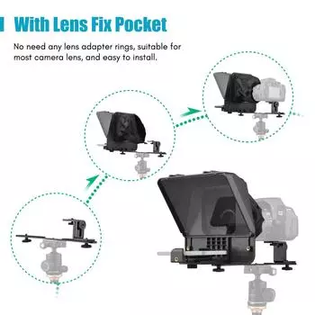 Andoer A10 Портативный смартфон DSLR камера Комплект телесуфлера с держателем для телефона Светодиодная заливка чёрный