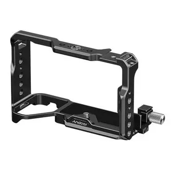 Andoer Camera Video Cage Алюминиевый сплав для камеры с креплениями типа «холодный башмак» 1/4 дюйма и 3/8 дюйма чёрный