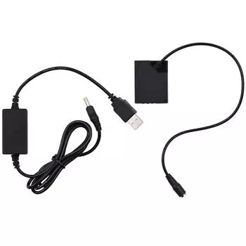 Andoer CP-W126 Комплект питания USB с переходником постоянного тока Имитатор батареи Замена батареи NP-W126 на USB постоянного тока чёрный