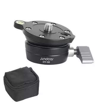 Andoer DY-50 Выравнивающая база штатива для панорамной фотографии Головка штатива из алюминиевого сплава с наклоном 15 градусов чёрный