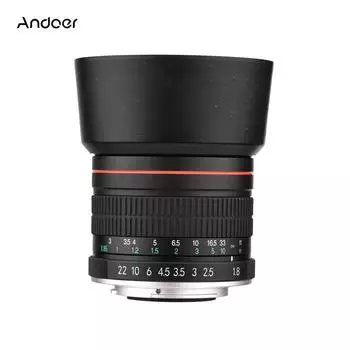 Andoer F1.8 Средний телеобъектив с большой диафрагмой, полнокадровый портретный объектив с ручной фокусировкой 7 чёрный