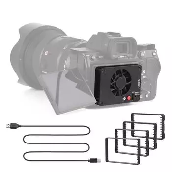 Andoer FS-04B Вентилятор охлаждения камеры Внешняя система охлаждения с 2 скоростями вентилятора Монтажный адаптер 4 шт. чёрный