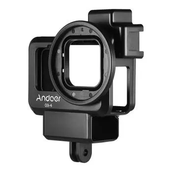 Andoer G9-4 Экшн-камера для видеокамеры Пластиковый чехол для видеоблога Защитный корпус с двойным креплением для холодного башмака чёрный