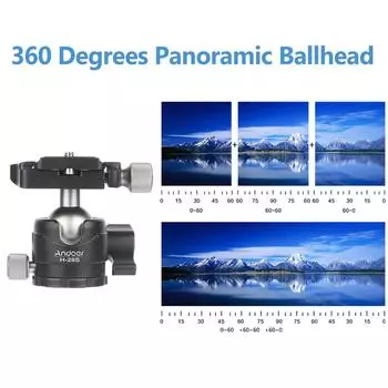 Andoer H28S Мини-шаровая головка, панорамная низкопрофильная настольная головка на 360 градусов, монопод, шаровая головка штатива чёрный