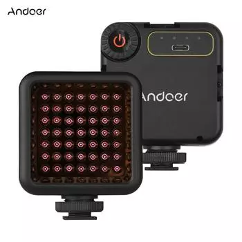 Andoer IR49S Mini IR Night Vision Light Инфракрасный светильник для фотосъемки для видеокамеры и видеокамеры чёрный