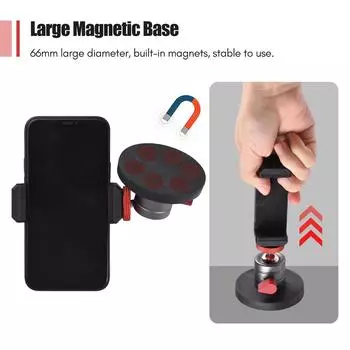 Andoer Mini Ball Head Вращающаяся на 360 градусов шаровая головка для штатива из алюминиевого сплава с магнитным основанием для телефона чёрный