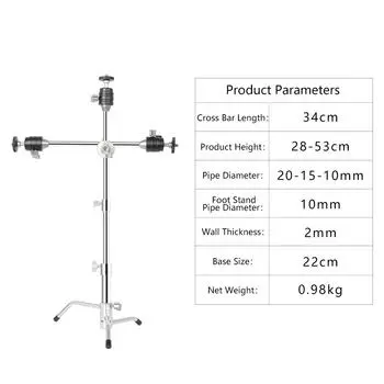 Andoer Mini C-Stand, 20,8 дюйма, настольный штатив, подставка для телефона, штатив, алюминиевый сплав, грузоподъемность 10 кг/22 фунта, 2 серебряный