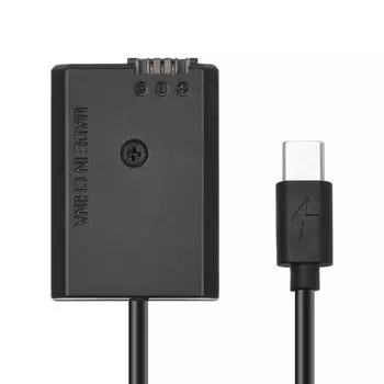 Andoer NP-FW50 Адаптер-пустышка USB-C для фиктивной батареи со сменным пружинным кабелем питания USB Type-C чёрный