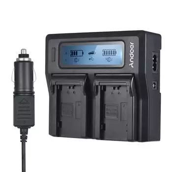 Andoer NP-FZ100 Двухканальное зарядное устройство для ЖК-камеры Sony A7III A9 A7RIII A7SIII с автомобилем постоянного тока NP-F970 US