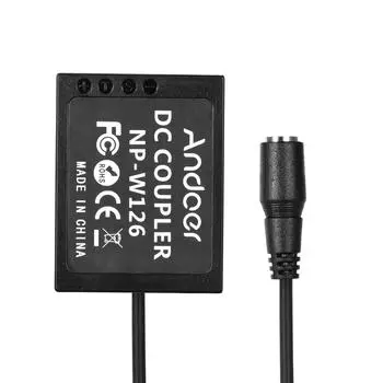 Andoer NP-W126 Фиктивная муфта батарей + адаптер питания переменного тока, совместимый с камерами Fuji US Plug