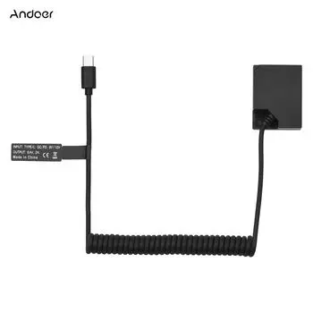Andoer NP-W126 Переходник-пустышка для аккумулятора USB-C Переходник-пустышка для аккумулятора с пружиной USB Type-C чёрный