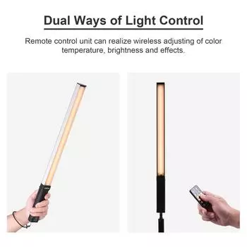 Andoer Портативный RGB ручной светодиодный светильник для видеосъемки, 10 Вт, 9 цветов, CRI95 + 3200K-5600K, 0–100%, 12 уровней чёрный