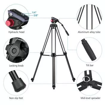 Andoer Professional алюминиевый сплав камера видео штатив панорама жидкость гидравлическая головка шаровая головка для