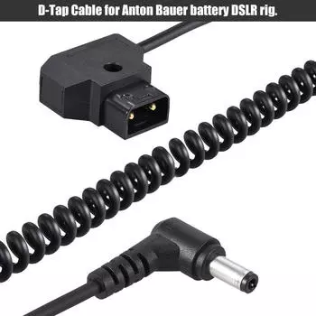 Andoer спиральный кабель 2 м/6,5 футов D-Tap 2-контактный штекер постоянного тока 5,5*2,1 мм для цифровой зеркальной камеры, новый