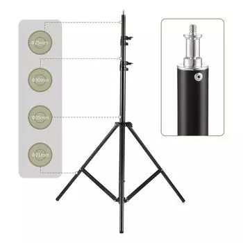 Andoer сверхмощный металлический штатив для фотосъемки Max. Высота 280 см/110 дюймов с винтом 1/4 дюйма чёрный