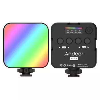 ANDOER T64RGB Карманный светодиодный светильник Мини-видеолампа RGB для фотосъемки 2500K-9000K+/-200K Цвет чёрный