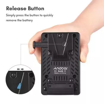 Andoer V-Lock V-образное крепление пластины аккумулятора к переходнику-заглушке аккумулятора BP-U Встроенный чип декодирования аккумулятора чёрный