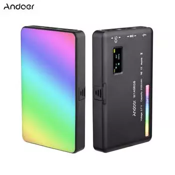 Andoer W140 RGB светодиодный светильник для видеосъемки, перезаряжаемый заполняющий светильник для фотосъемки CRI95+ 2500K-9000K с регулируемой яркостью 20 чёрный