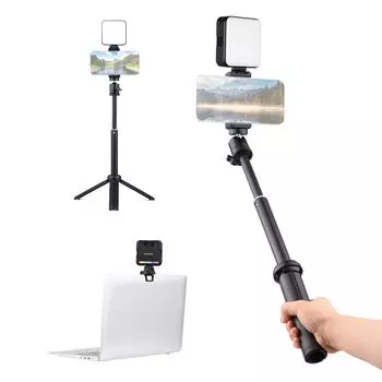 Andoer W64RGB Карманный светодиодный комплект видеосвета RGB Освещение для видеоконференций CRI95+ 2500K-9000K с регулируемой яркостью чёрный