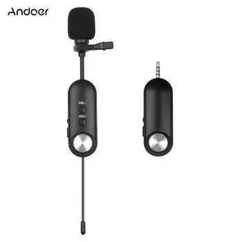 Andoer Wireless Lavalier Lapel Mic Перезаряжаемая микрофонная система с шумопроводом 20 чёрный