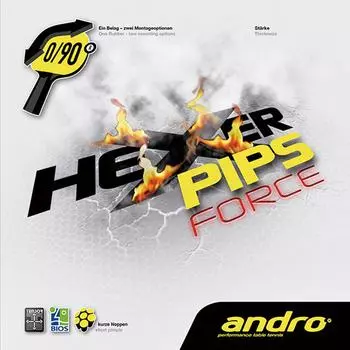 andro Накладка для настольного тенниса, тип натяжения, мягкая резина, Hexer Pips Force 112274, красная 1,9 красный