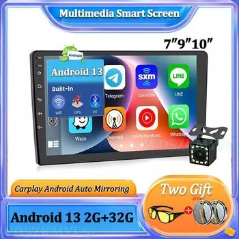 Android13 Car Play 7 9 10 дюймов GPS-приемник плеер 2G+32G автомобильный радиоприемник стерео 2 din радио мультимедийный плеер интеллектуальная автомобильная система