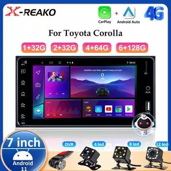 Android 11 Авторадио 7 Автомобильный Мультимедиа Стерео GPS WIFI AI DSP 4G FM Радио USB Камера заднего вида Для Toyota Corolla 8-core 2GB+32GB