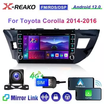Android 12 2DIN DSP автомобильный радиоприемник мультимедиа видеоплеер для Toyota Corolla Ralink 2014-2016 навигация 4G 8Core GPS головное устройство Carplay 8 core 4GB+64GB