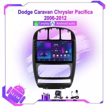 Android 12 Автомобильное радио для Dodge Caravan Chrysler Pacifica 2006-2012 Мультимедийный видеоплеер Навигация GPS Авто Carplay Авторадио