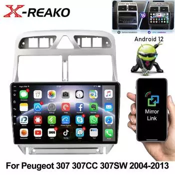 Android 12 автомобильное радио для Peugeot 307 307CC 307SW 2004-2013 Carplay стерео мультимедиа видеоплеер навигация GPS 2Din 4G 1GB+32GB carplay