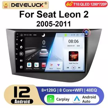 Android 12 Автомобильное радио для Seat Leon 2 2005 - 2012 GPS-навигация 4G Carplay Auto 2 Din Stereo интеллектуальные системы Smart Autoradio