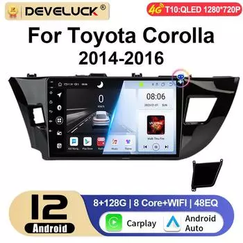 Android 12 автомобильное радио для Toyota Corolla Ralink 2013 - 2016 GPS 4G Carplay Auto 2 Din стерео интеллектуальные системы Smart Autoradio