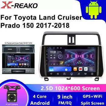 Android 12 Автомобильное радио для Toyota Land Cruiser Prado 150 2009 - 2013 Мультимедийный видеоплеер GPS-навигация Carplay Авто Стерео 4 core 1GB+32GB carplay