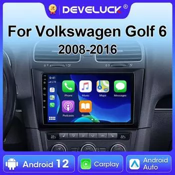 Android 12 Автомобильное радио для Volkswagen VW GOLF 6 2008 - 2016 2 Din GPS 4G Беспроводная Carplay Автоматические интеллектуальные системы Smart Autoradio