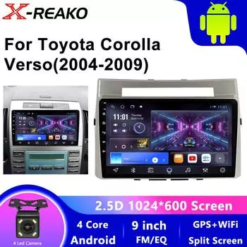 Android 12 Автомобильный радиоприемник, мультимедиа, видеоплеер для Toyota Corolla Verso AR10 2004-2009 8-ядерный автомобильный радиоприемник GPS-навигатор Carplay Screen 4core-1+32-CP