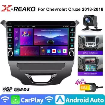 Android 12 Carplay Auto WIFI автомобильное радио для Chevrolet Cruze 2 2015 2016 2017 2018 2019 2020 GPS мультимедиа видеоплеер стерео 8core-4+64GB-CP