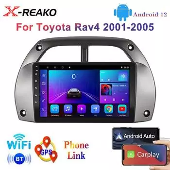 Android 12 для Toyota RAV4 2001-2005 Автомобильный Радио Мультимедийный Плеер 2 Din Carplay Стерео GPS DVD 8 core 4GB+64GB
