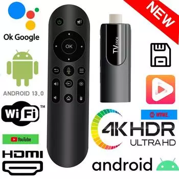 Android 14.0 TV Stick 8K WiFi6 2.4/5G Smart TV Stick 2 ГБ 16 ГБ сетевой медиаплеер TV Dongle для YouTube Google NETFLIX
