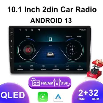 Android 13 2 din 10,1-дюймовый универсальный автомобильный радиоприемник 2G 32G мультимедийный видеоплеер DSP Wi-Fi GPS FM Bluetooth QLED стерео MP5-плеер